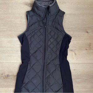 Lululemon Black Gray Fluff Off Down Goose Lined Vest Sz 4